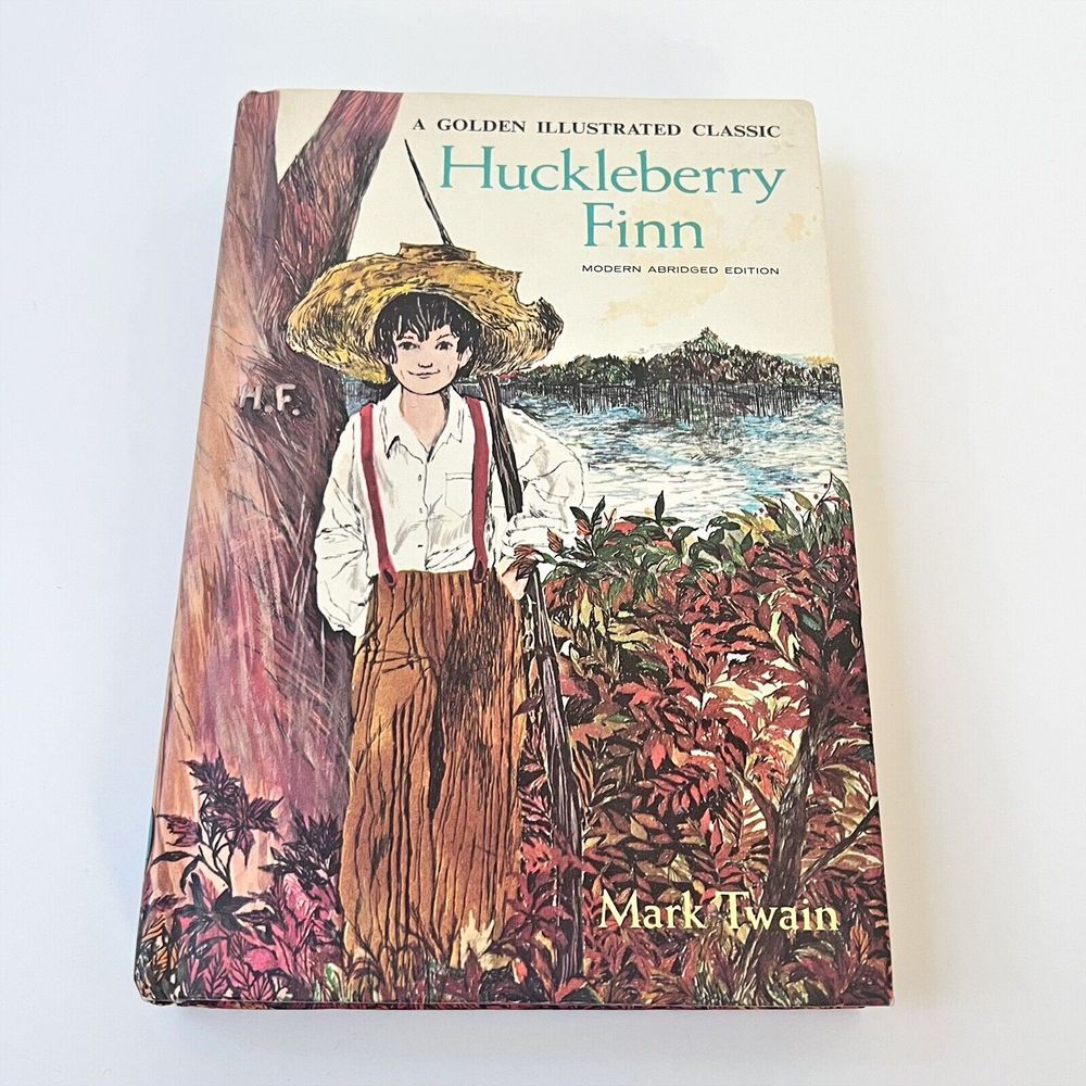 Vintage 1965 Mark Twain Huckleberry Finn Golden Press Publishing Hardcover